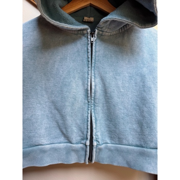 Rarefit Womens Sz S Vintage Faded Blue Babydoll Crop Hoodie Full Zip 100% Cotton - Picture 4 of 10